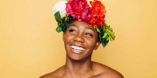 A woman with a flower crown A woman with a flower crown