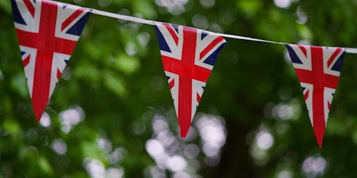 A row of Union Flag bunting A row of Union Flag bunting