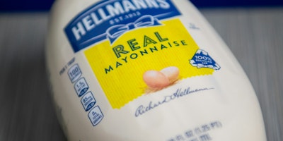 A bottle of Hellmann's mayonnaise