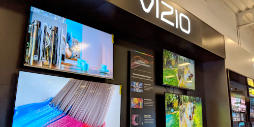 Vizio TV screens on display in retail store Vizio TV screens on display in retail store
