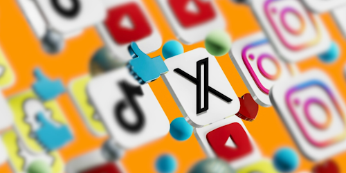 X app logo in a sea of other app logos X app logo in a sea of other app logos